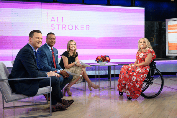 Willie Geist, Craig Melvin, Savannah Guthrie and Ali Stroker on the Today Show.