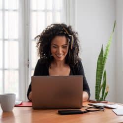Young latin woman on a virtual job interview