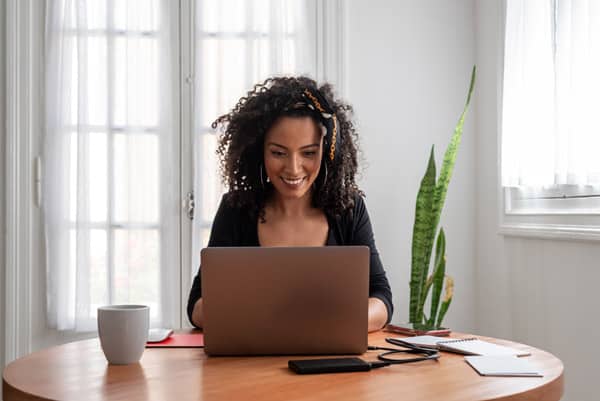 Young latin woman on a virtual job interview