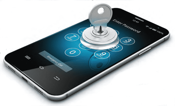 smartphone shown with key inserted as if unlocking it