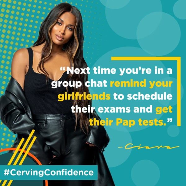 Social media ads in Hologic's new campaign star singer and entrepreneur Ciara reminding women to get screened for cervical cancer. (Hologic and Black Women's Health Imperative)