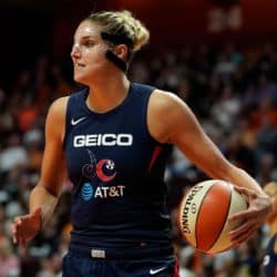 Two-time WNBA MVP Elena Delle Donne wants to help keep young girls in sports. Pictured holding a basketball during a game