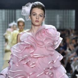 Ariel Nicholson walks the runway in New York in 2018