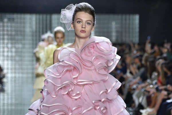Ariel Nicholson walks the runway in New York in 2018