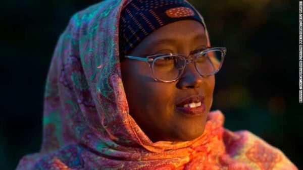 Somali Mayor, Deqa Dhalac, poses for a portrait at her home in South Portland in 2018. Of becoming the city's mayor this week, she said, 
