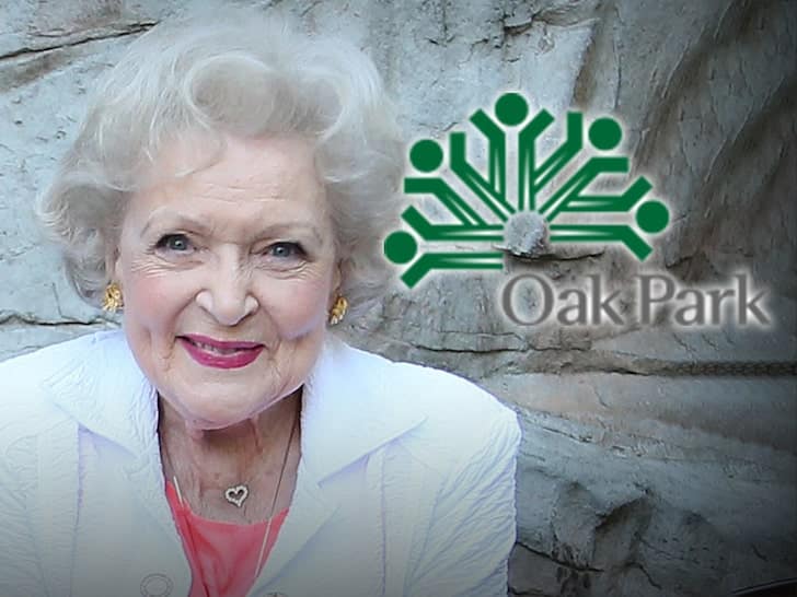 betty white next to a logo of oak park