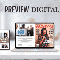 Professional WOMAN's Magazine displayed on tablet, Ipad and phone