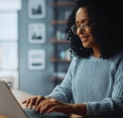 woman on the computer using google