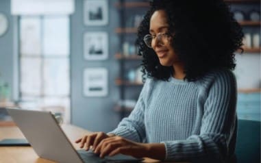woman on the computer using google