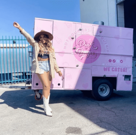 Yesenia Castro, 25, owns a small business in the Fashion District of Los Angeles. Serving pink tacos, Castro blends her love of fashion, culture and food.