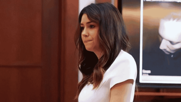 Camille Vasquez wearing all white in a courtroom