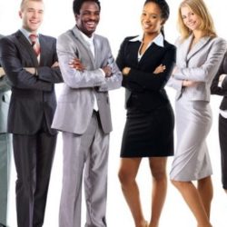 diverse group of co-workers lined up