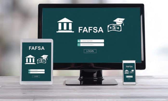 The word fafsa on monitor screen