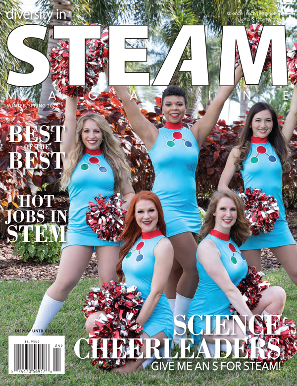 Science Cheerleaders on cover of magazine